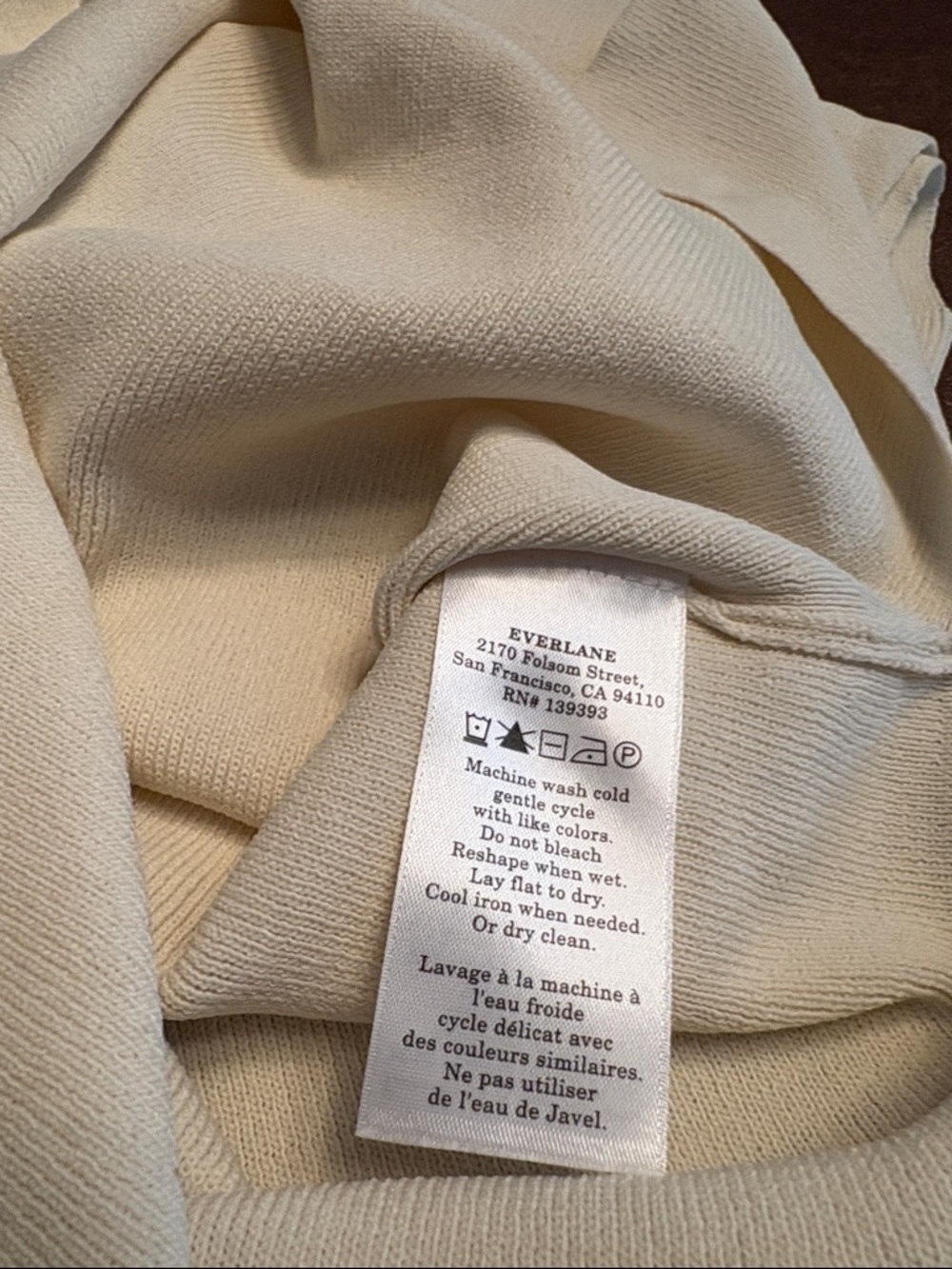 Everlane women’s The Viscose Mock Neck Top fine ribbed Light Beige Size XS NWT - Picture 9 of 9